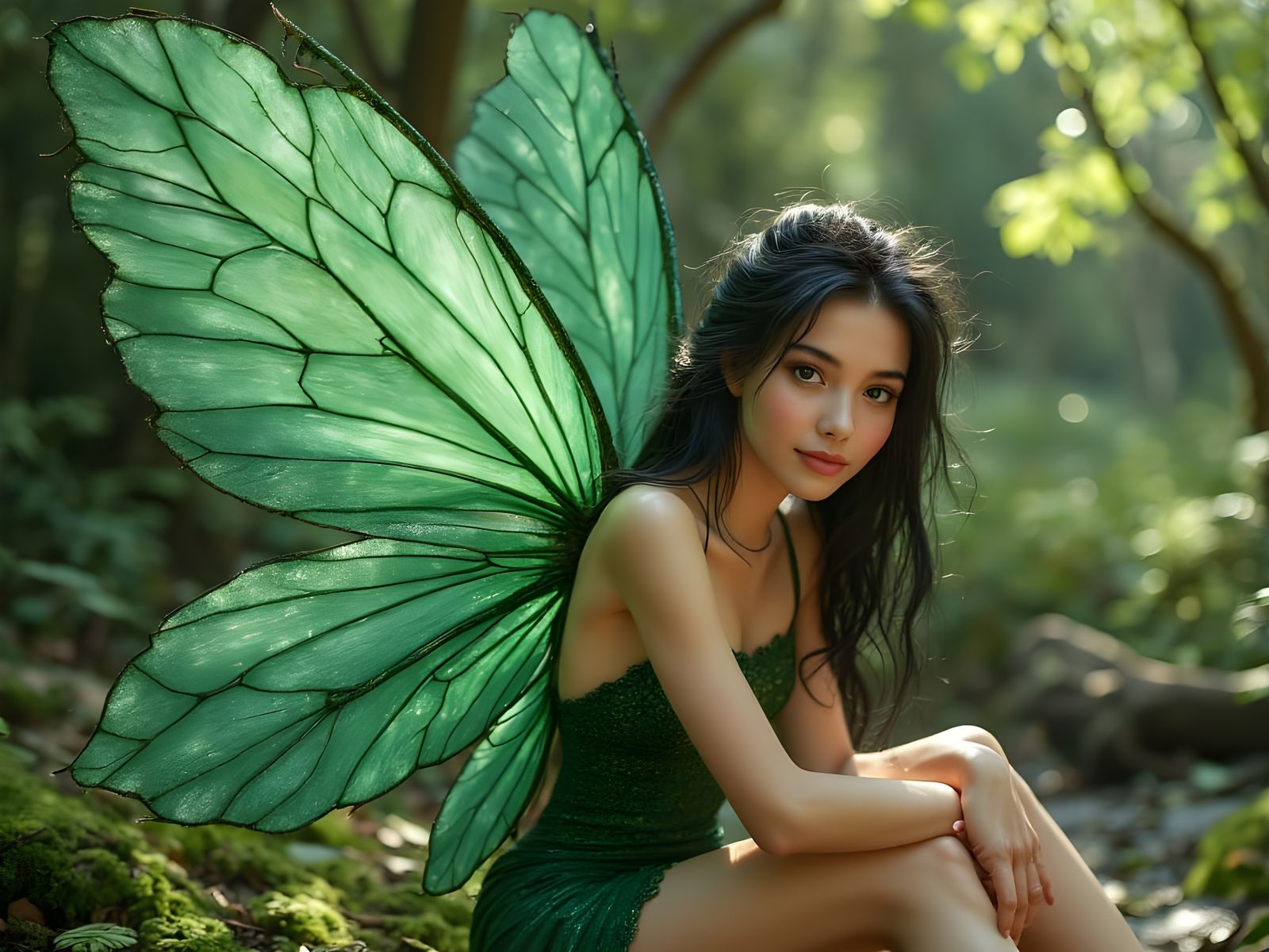 Photorealistic Faerie Princess in Forest Clearing
