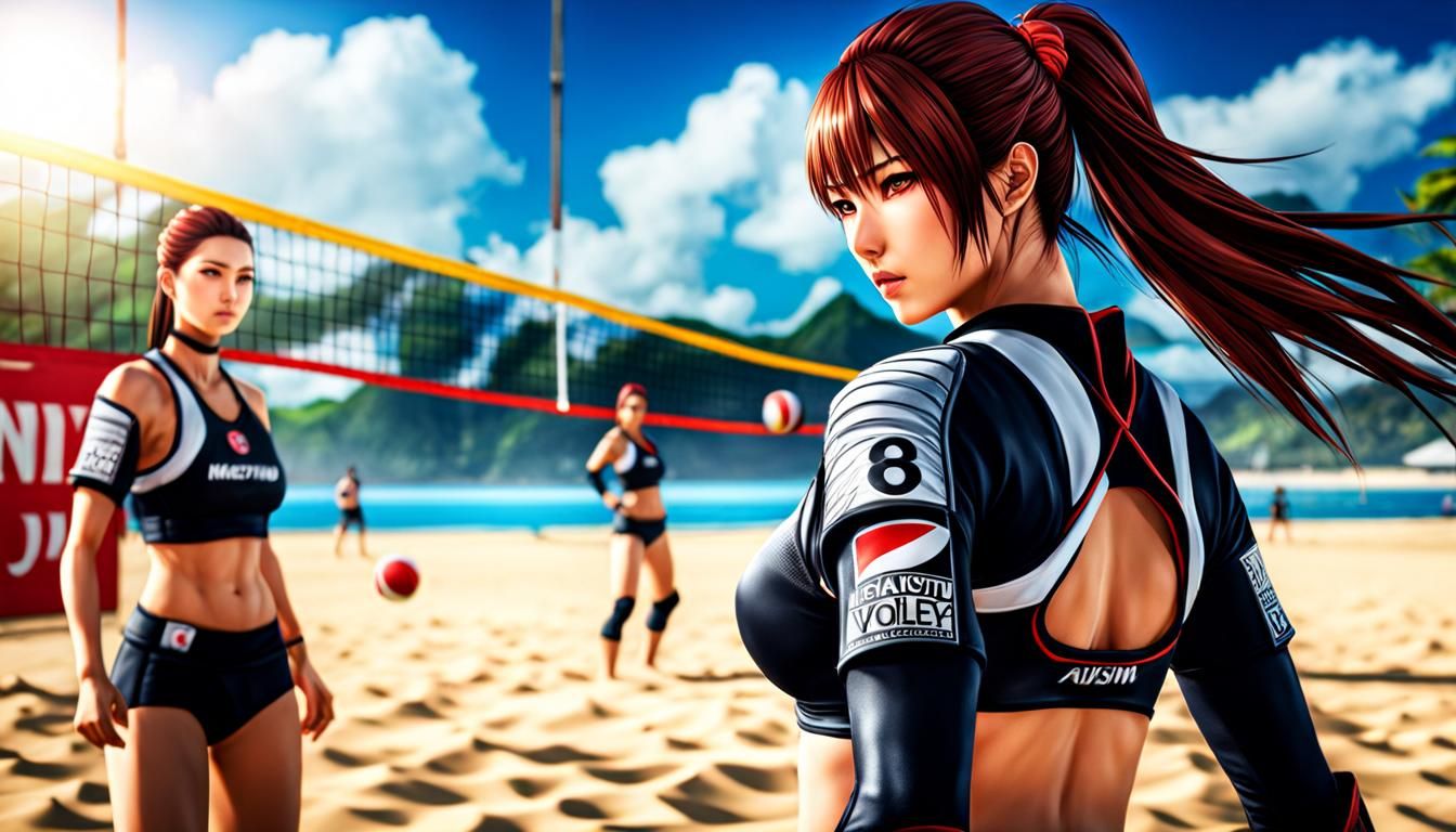 Kasumi DOA beach volley match.
