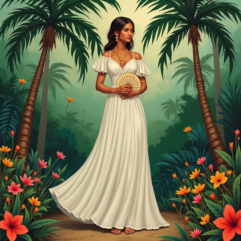 Tropical Goddess in Vibrant Paradise