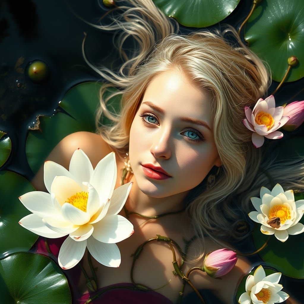 Ethereal Goddess in Lotus Paradise