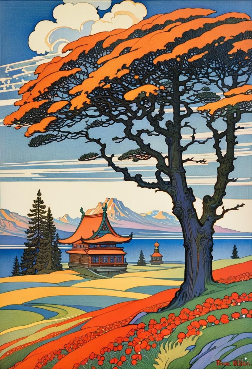 Russian Folklore in Vibrant Watercolor Style