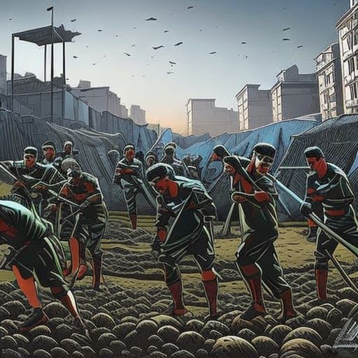 Soccer Game in Palestine, Comic Book Art Style