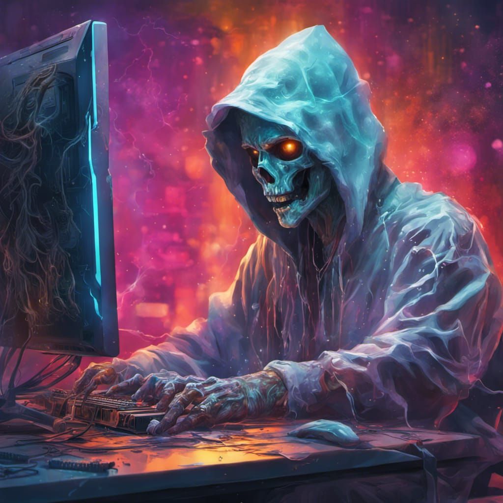 Ghost Hacker Intrusion: Hyperrealistic Splash Art