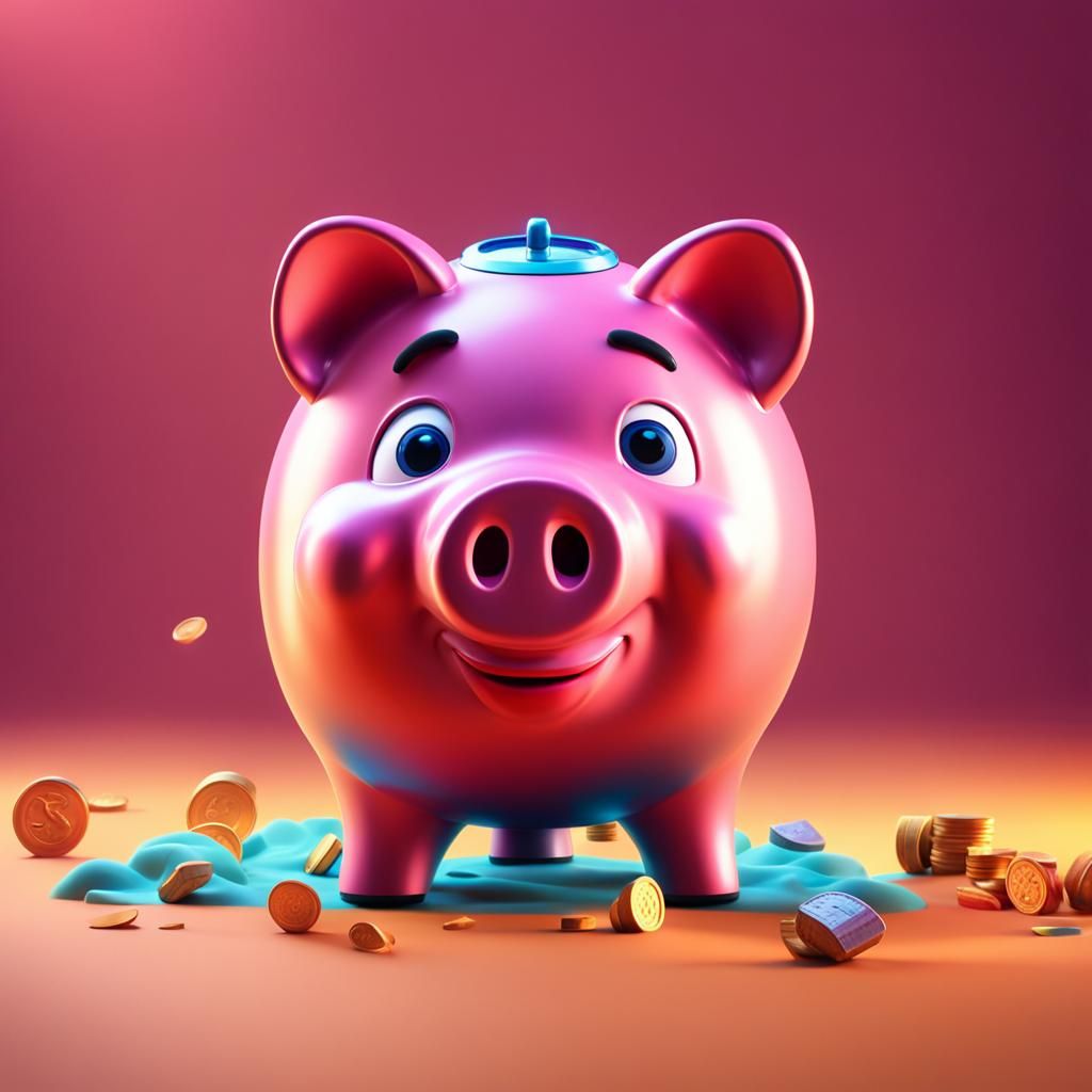 Creative Piggy Bank in Pixar-Style 3D Rendering