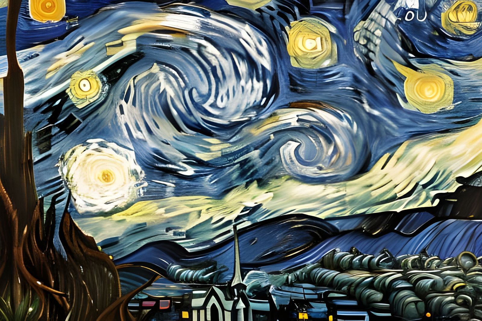 New York City Astral Night Sky Oil Painting