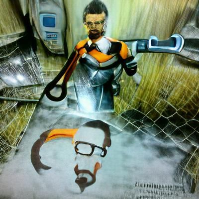 Man in Orange Armor Holding Crowbar