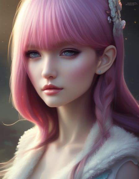 Dreamy Cartoon Girl in Surreal Oil Painting Style