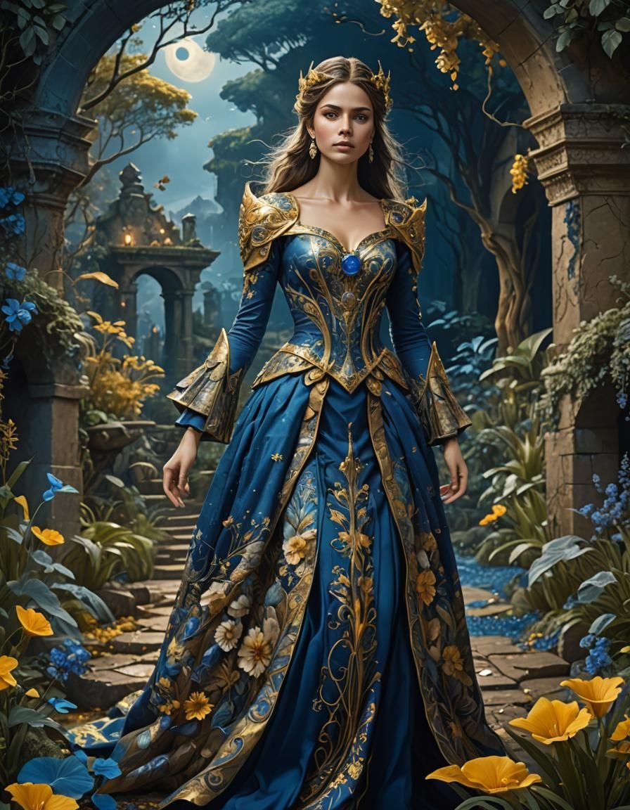 Night Goddess in Subterranean Garden: Fantasy Art