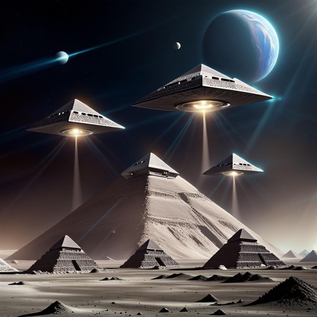 Surreal Science Fiction Moon Landscape in Cyberpunk Style