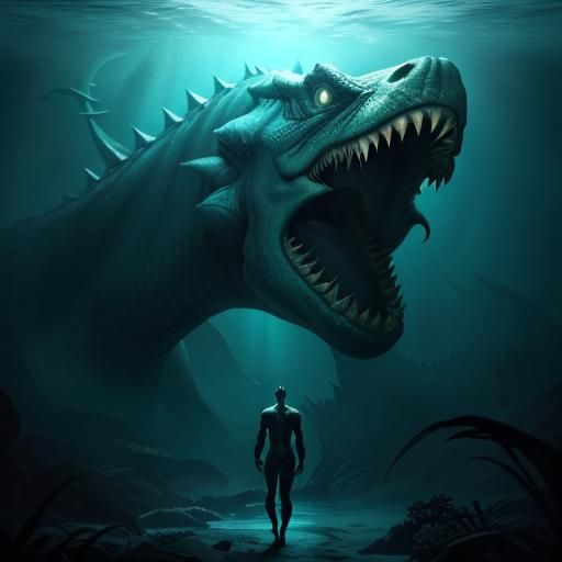 Underwater Horror: Swimmer Meets Colossal Sea Monster