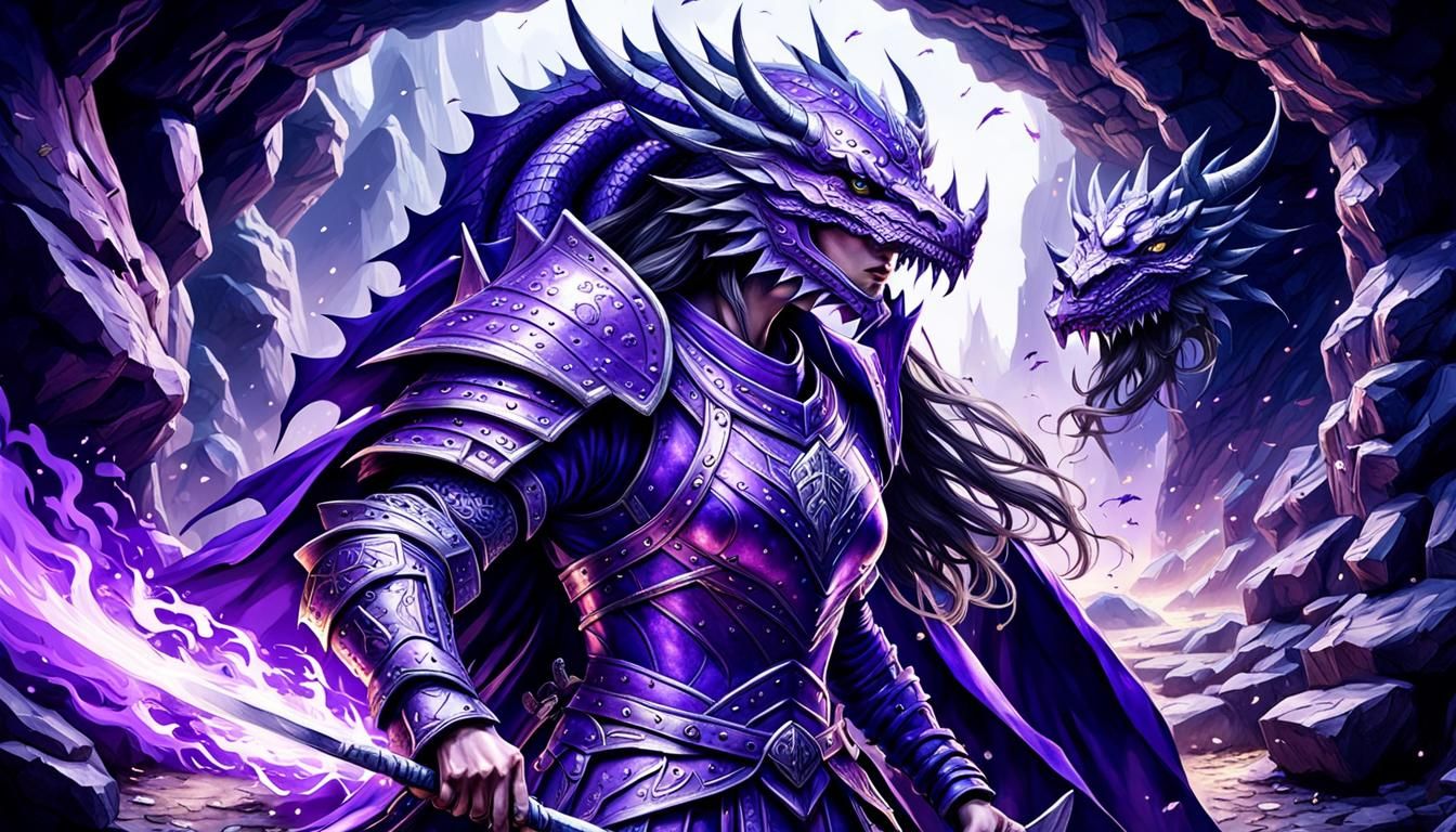 Female warrior in purple armor
