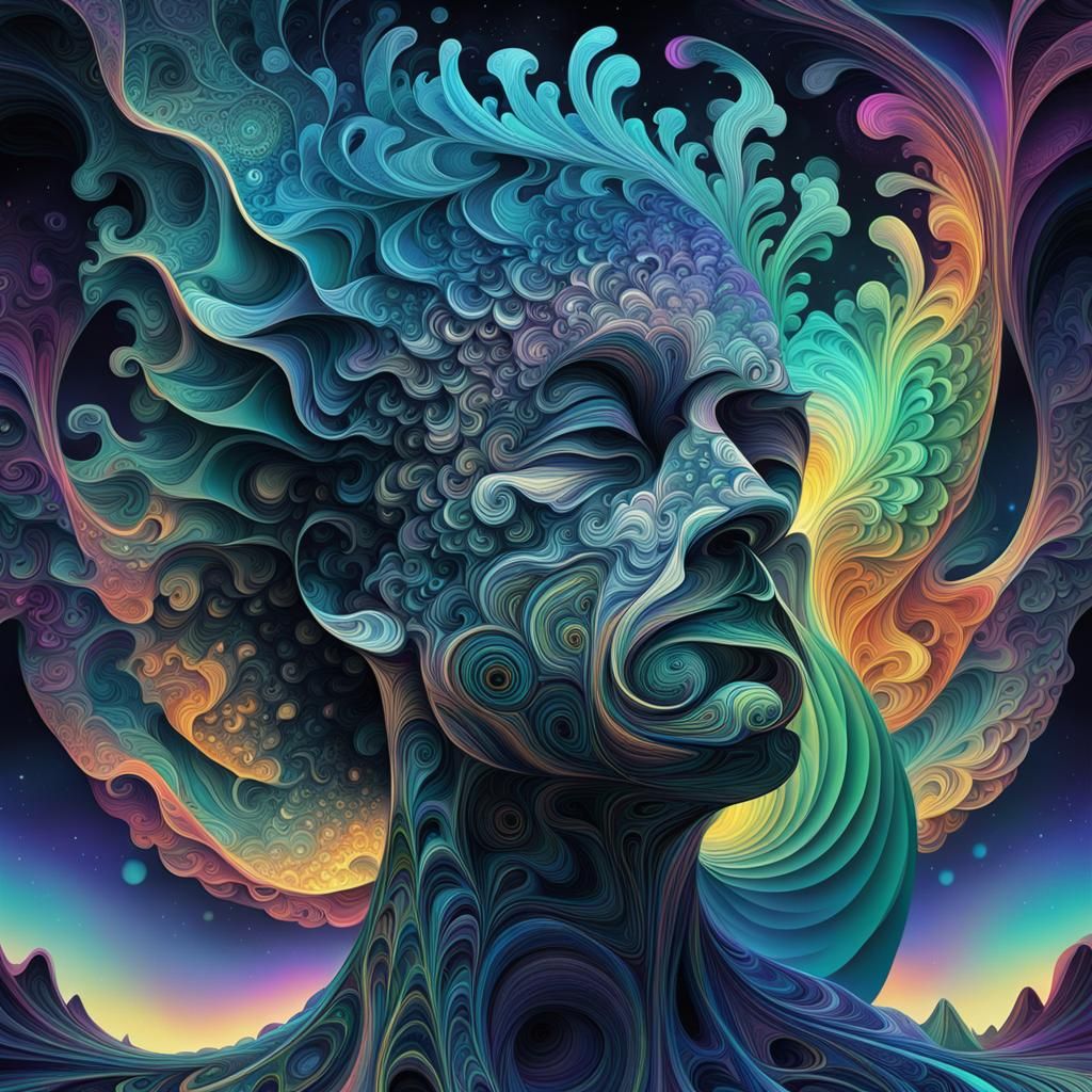 Abstract Fractal Art in Mixed Media Style