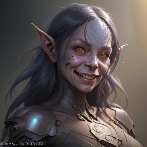 Goblin Woman Portrait in Art Nouveau Style