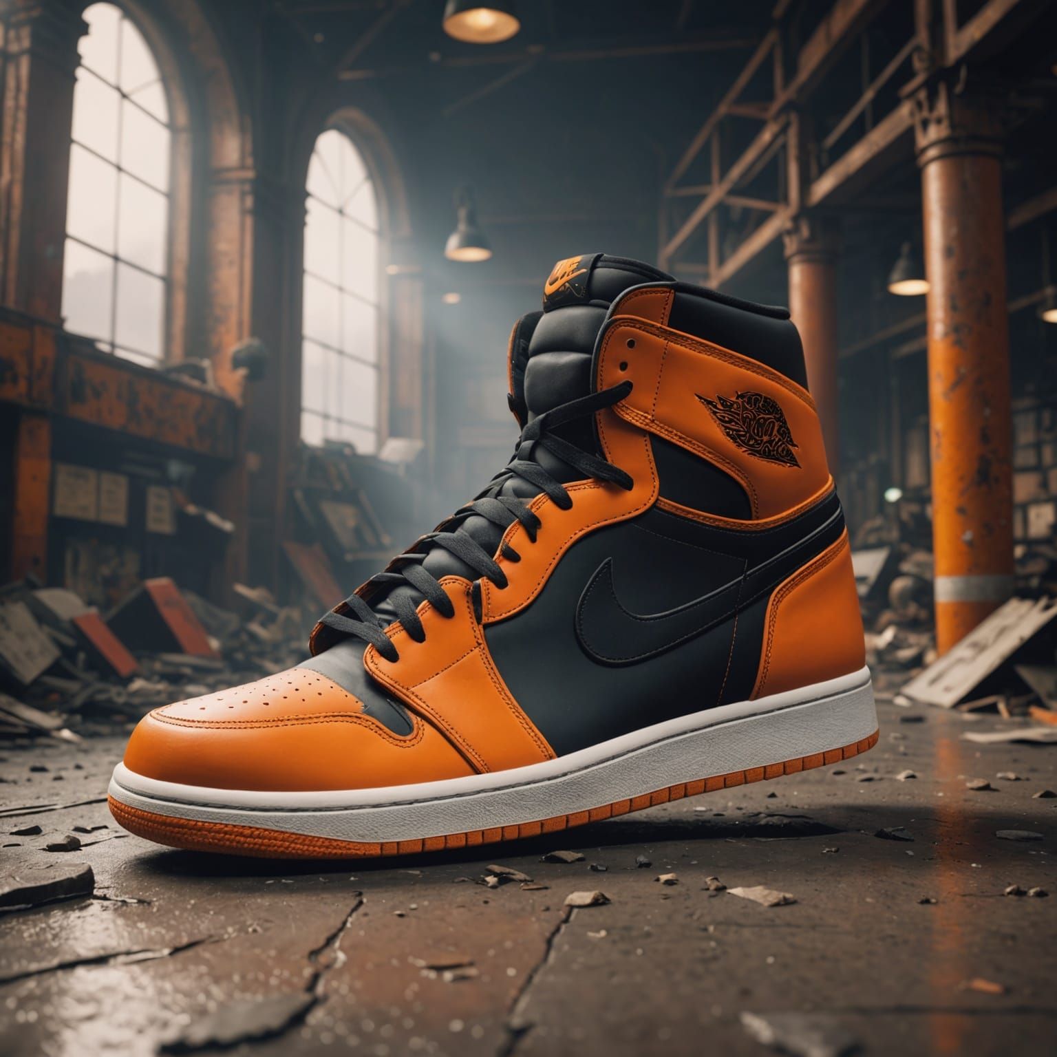 Orange Jordan 1 Shoes in Digital Matte Painting