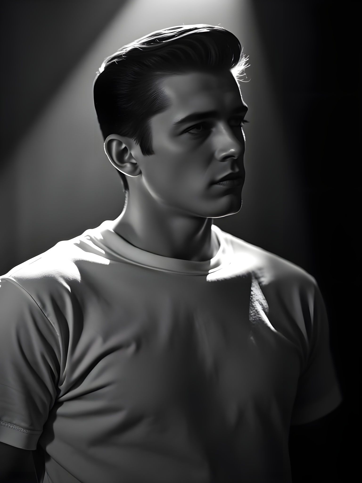 Vintage Portrait in Film Noir Style, High Contrast