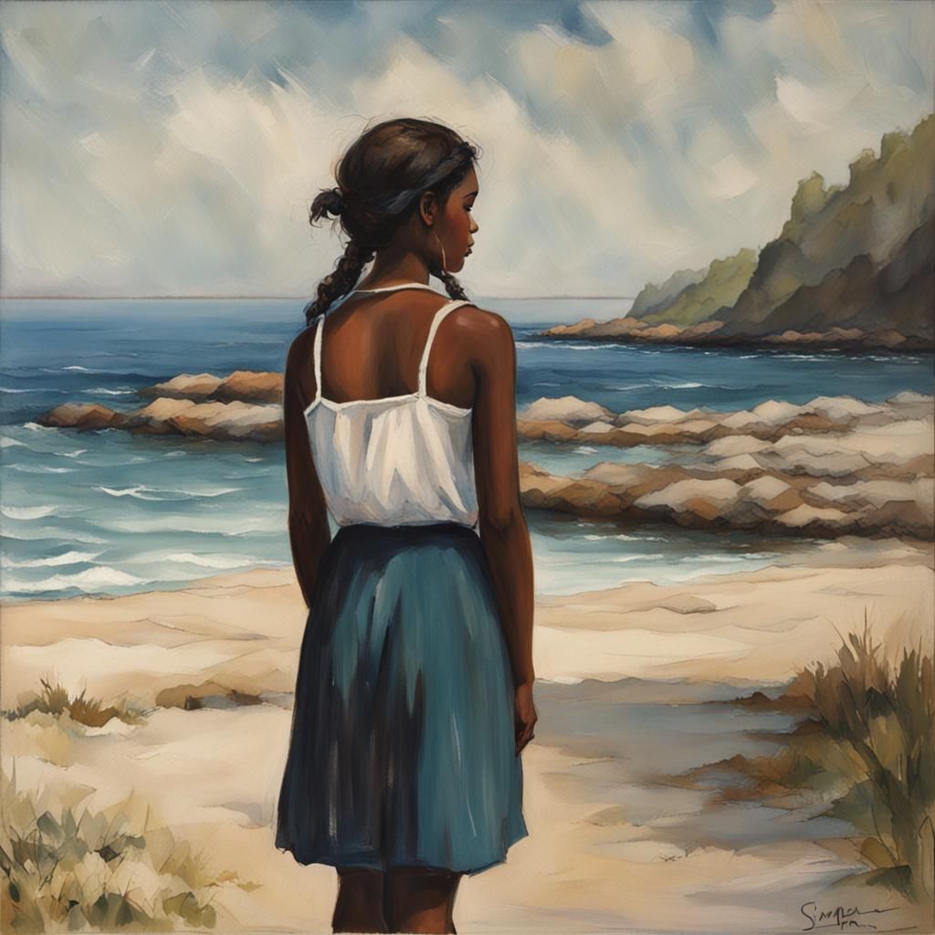 Samoan Girl by the Ocean