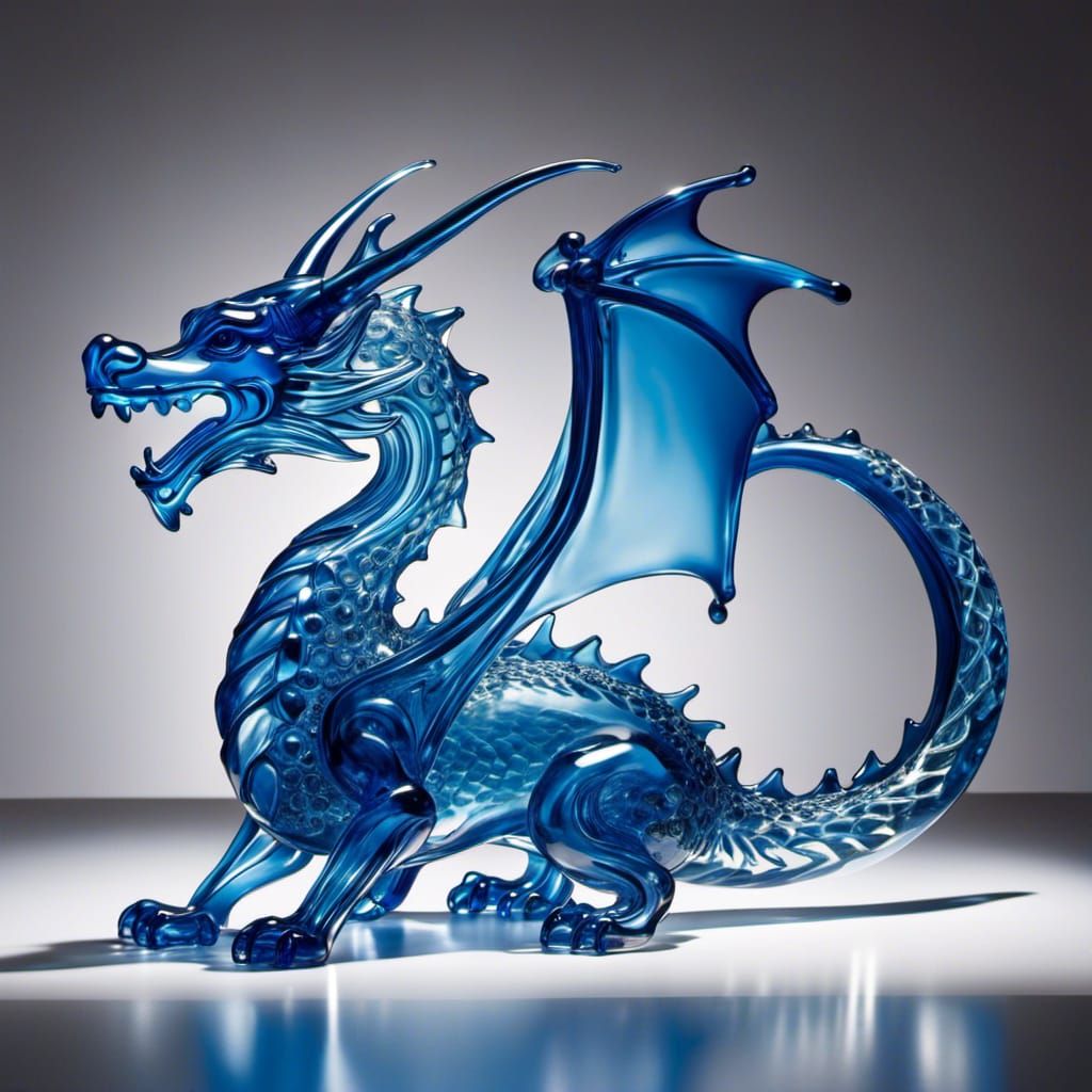 Translucent Glass Dragon Art Masterpiece