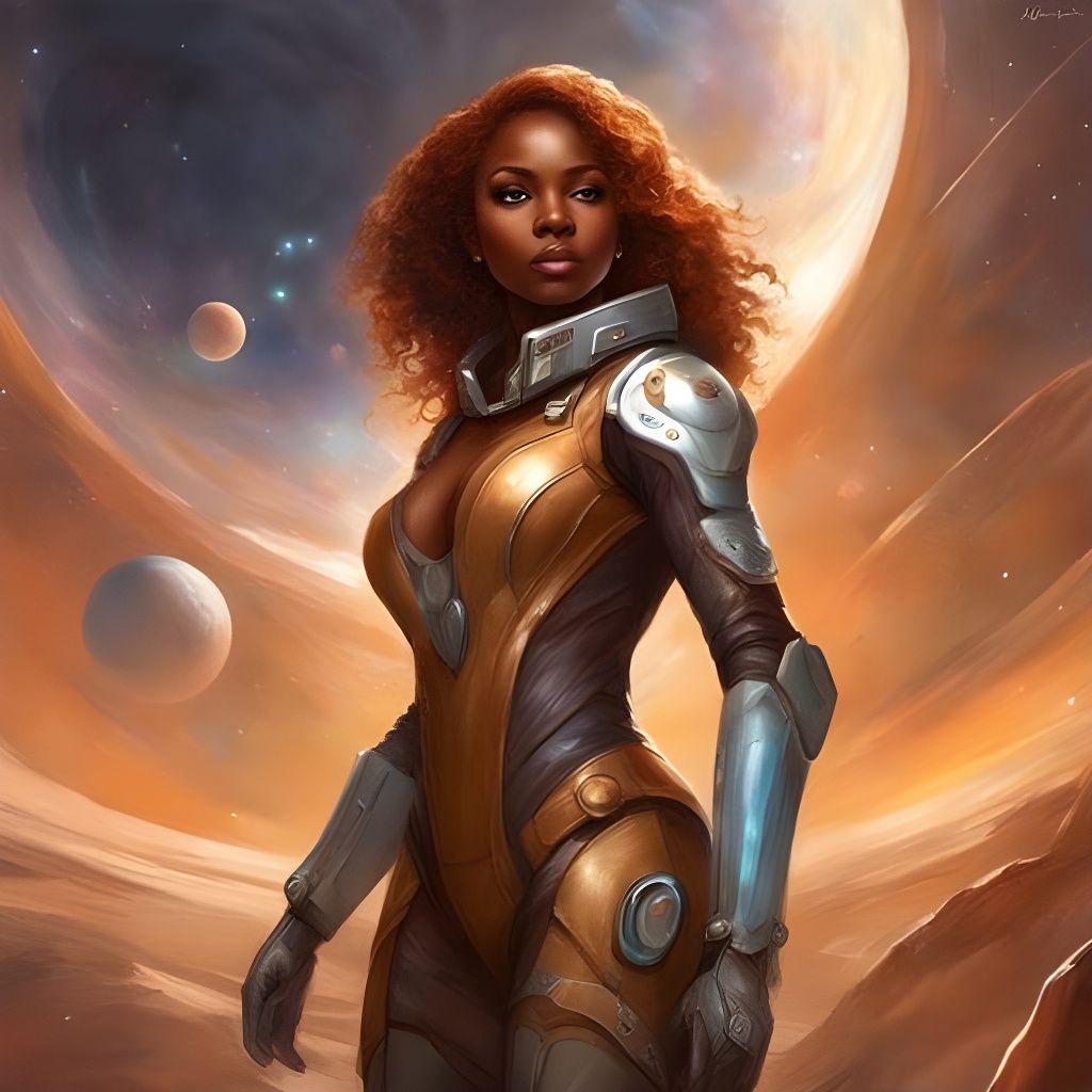 Futuristic Gothic Nigerian Astronaut in Spacesuit