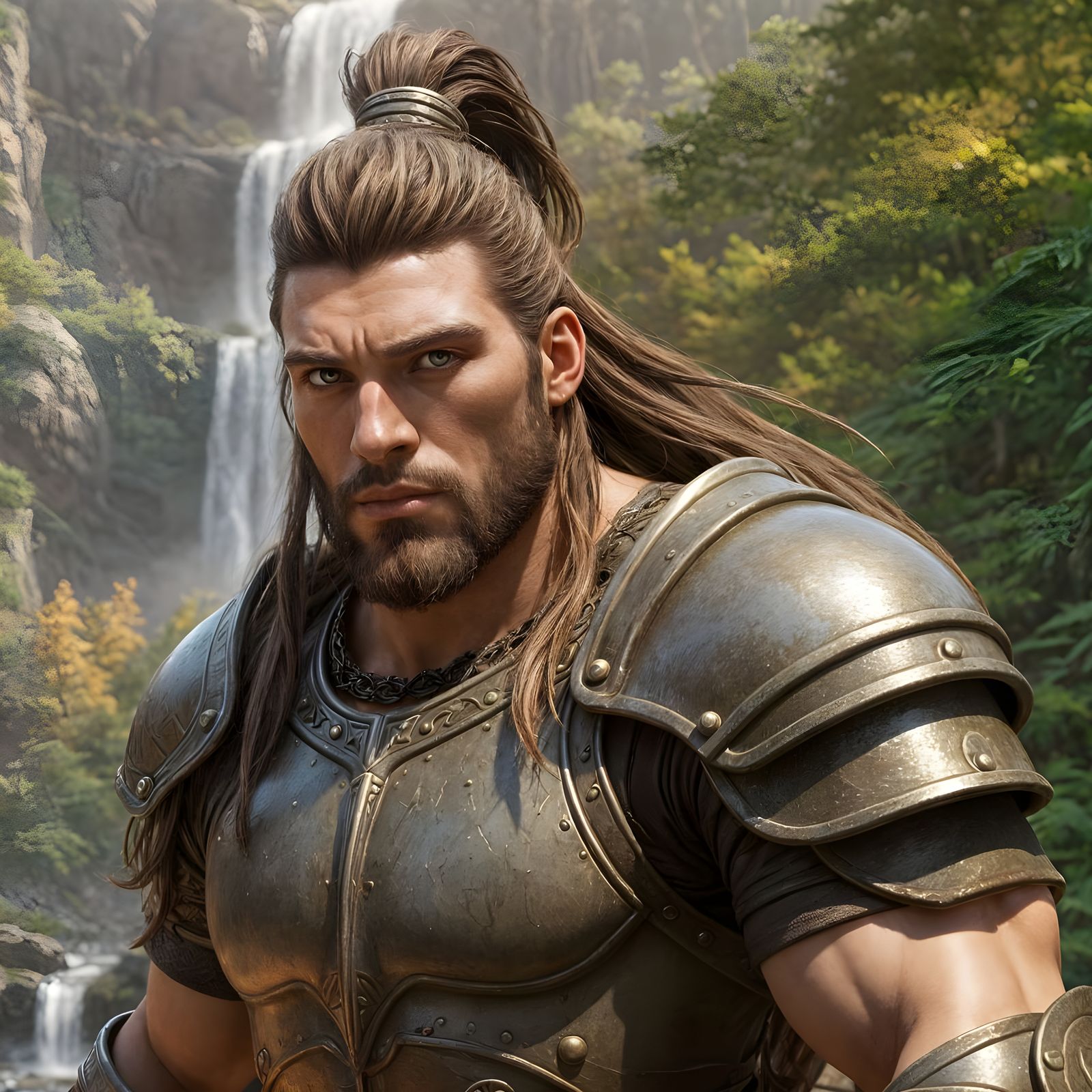 Fantasy Barbarian Portrait in Art Nouveau Style