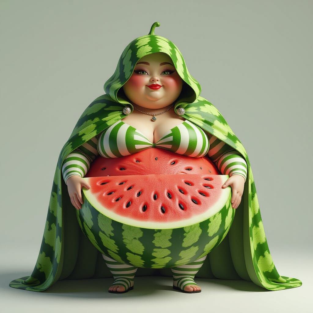 Hybrid Watermelon-Sith in Futuristic Digital Art Style