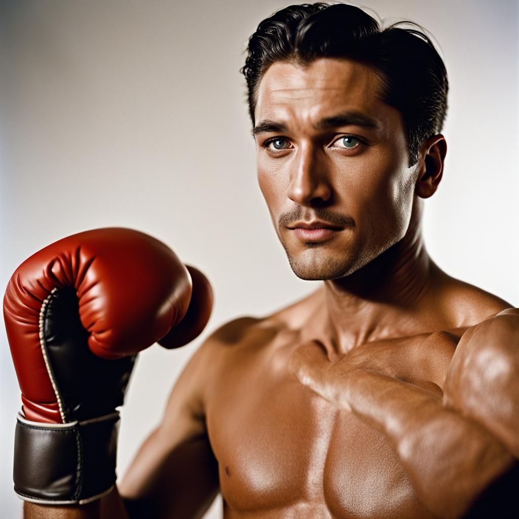 Actors Errol Flynn and Omar Shariff Boxing Portrait
