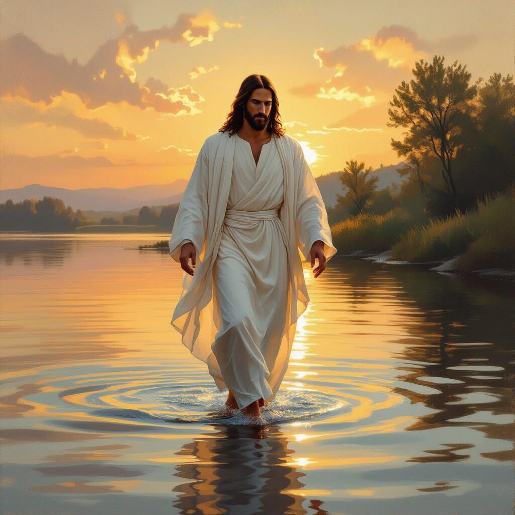 Jesus Walks on Water in Romantic Style