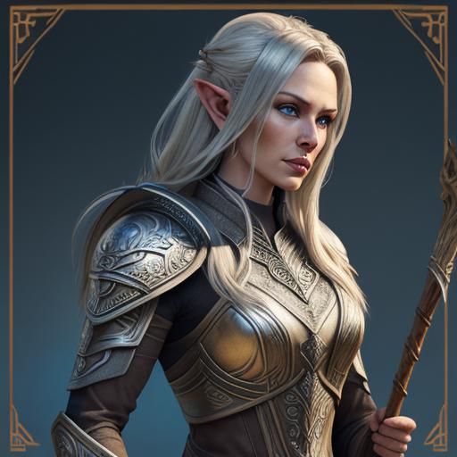 Wood Elf Warrior Woman in Graphic Novel Style