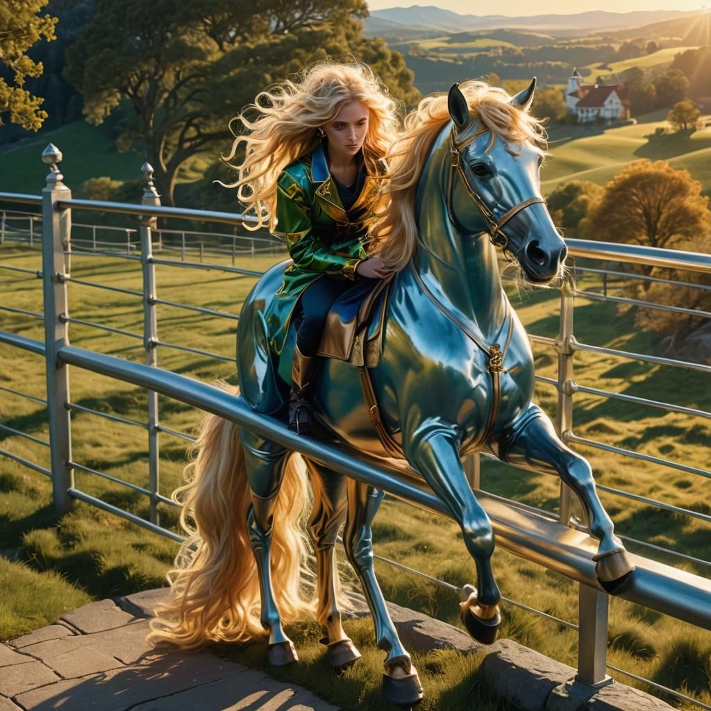 Fallen Blonde Racehorse in a Digital Matte Painting