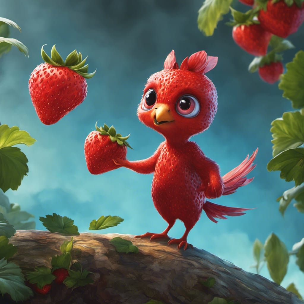 The cute toddler Strawberry bird