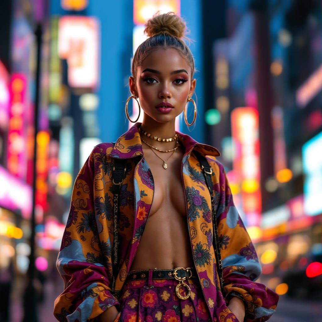 Fashionable City Icon in High-Fashion Illustrator Style