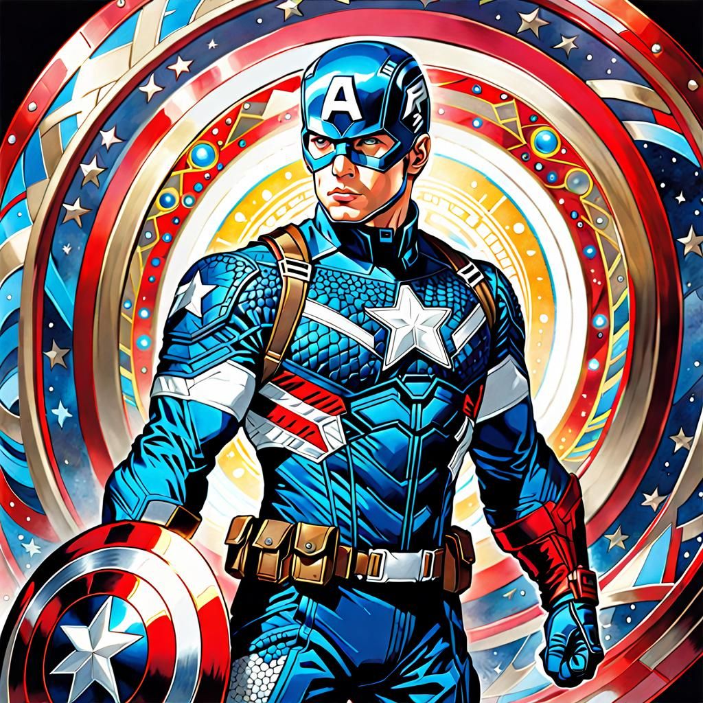 Futuristic Captain America with Energy Shield: Nouveau Vague