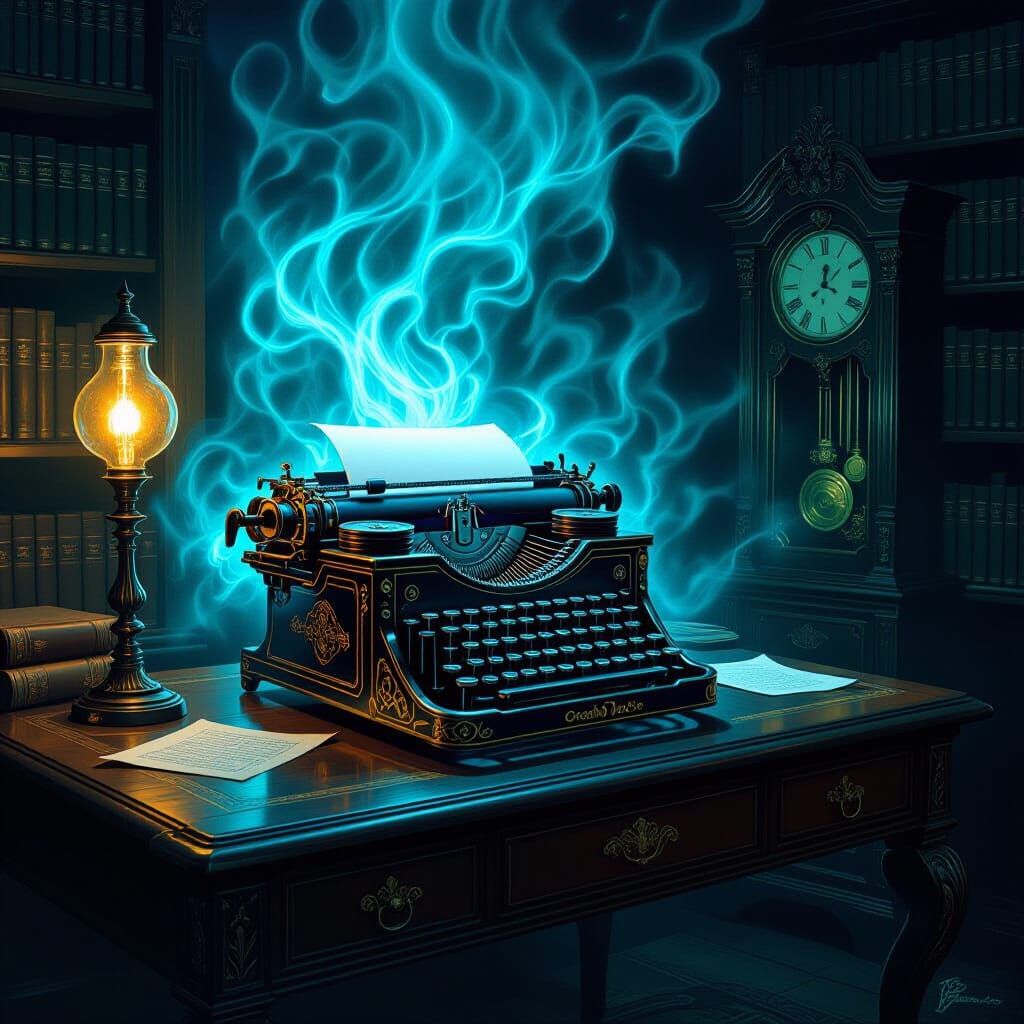 Mystical Typewriter Writes Alone in Eerie Victorian Office
