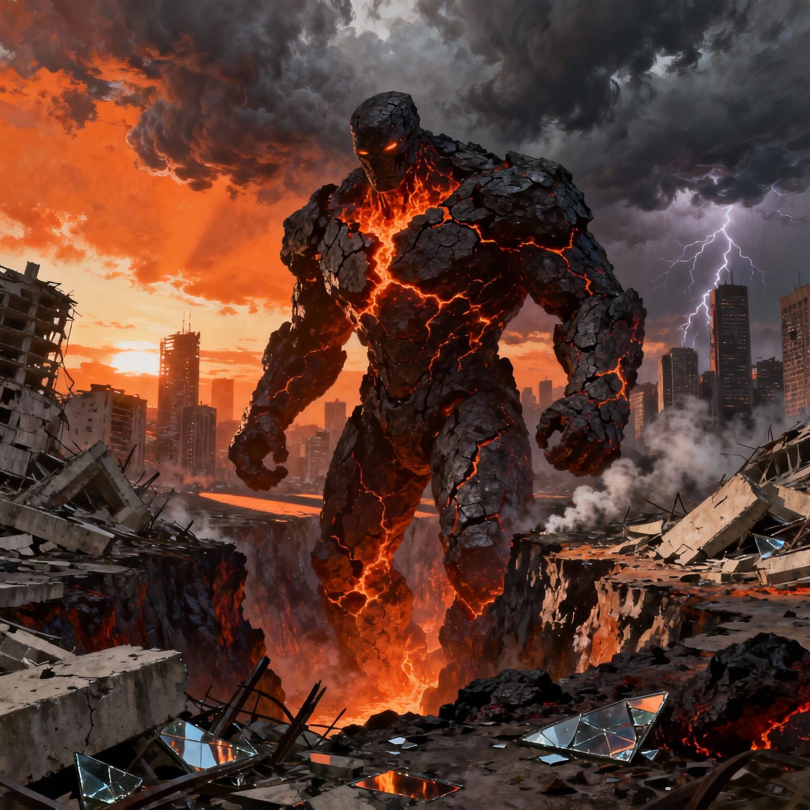 Colossal Magma Golem Shatters Cityscape