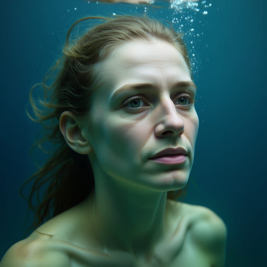 Ancient Stone Head in Cosmic Ocean