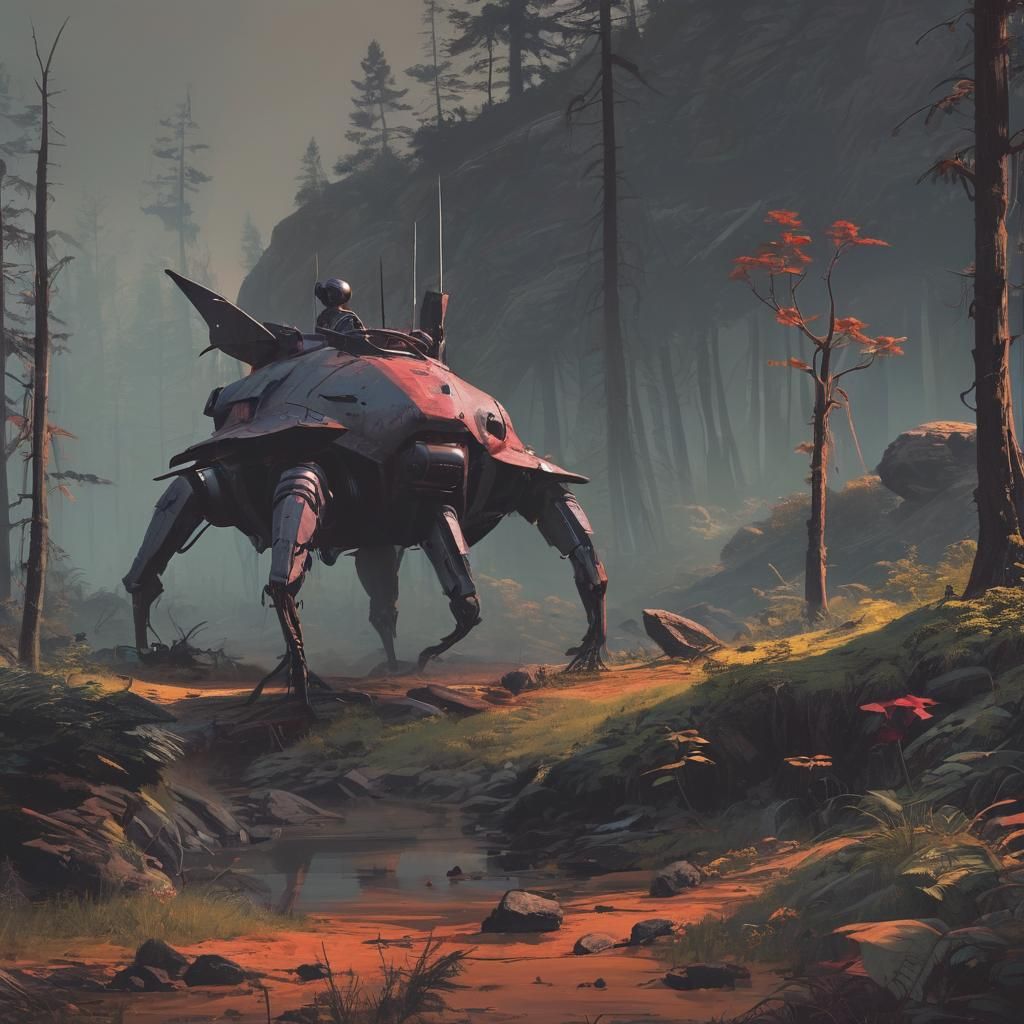 Grimdark Landscape in Retro Sci-Fi Style