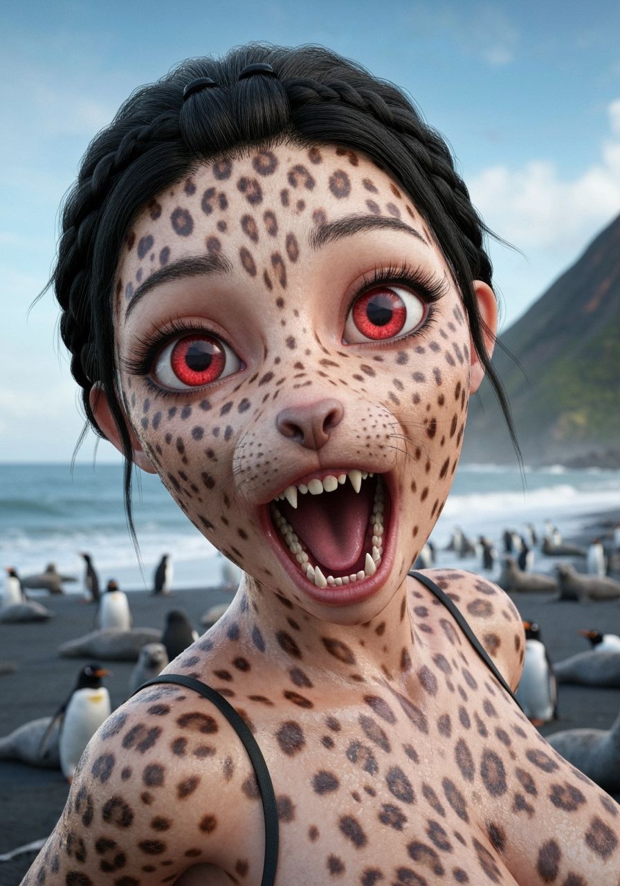 Leopard Seal Bombshell on Volcanic Beach