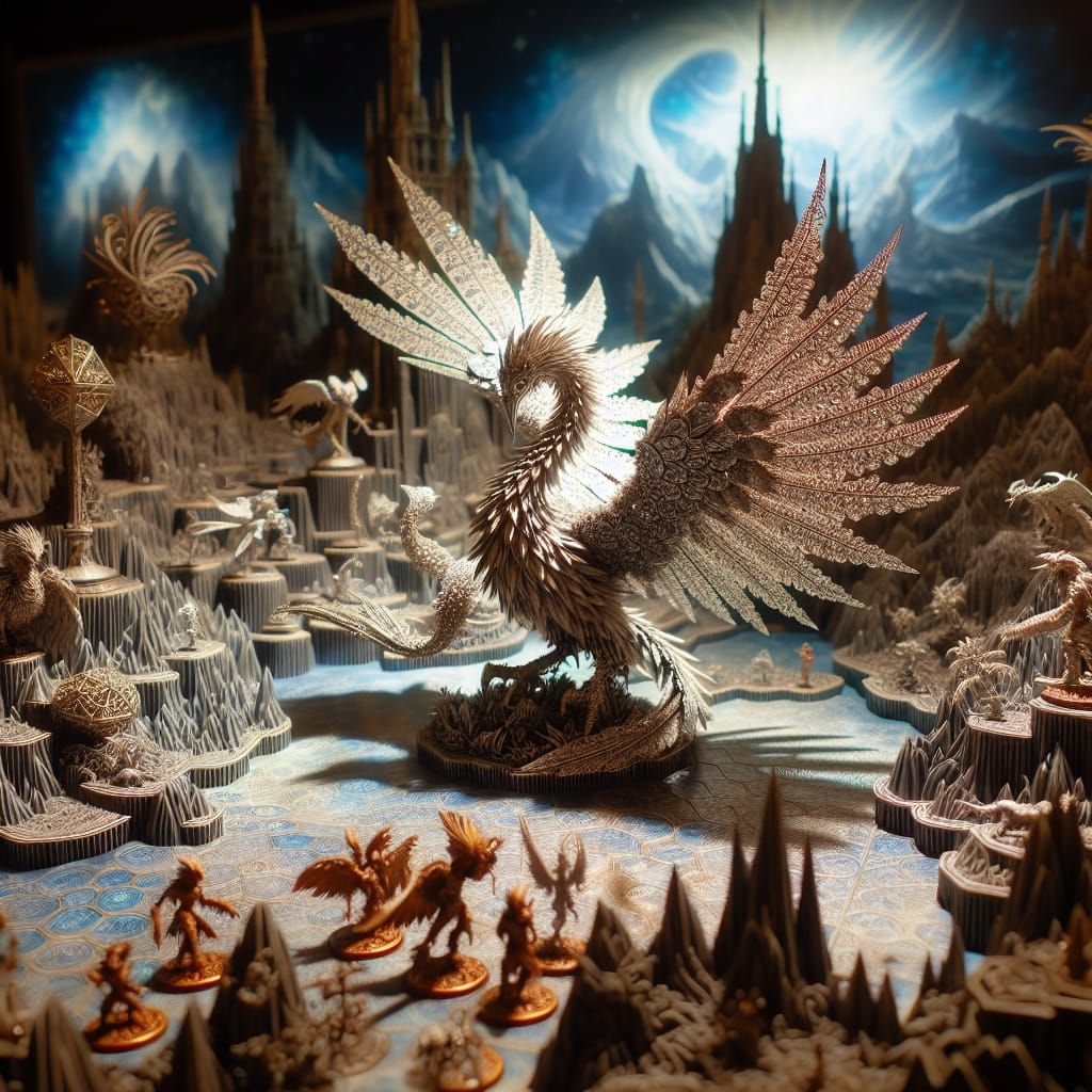 Ethereal D&D Game Board with Metal Miniatures