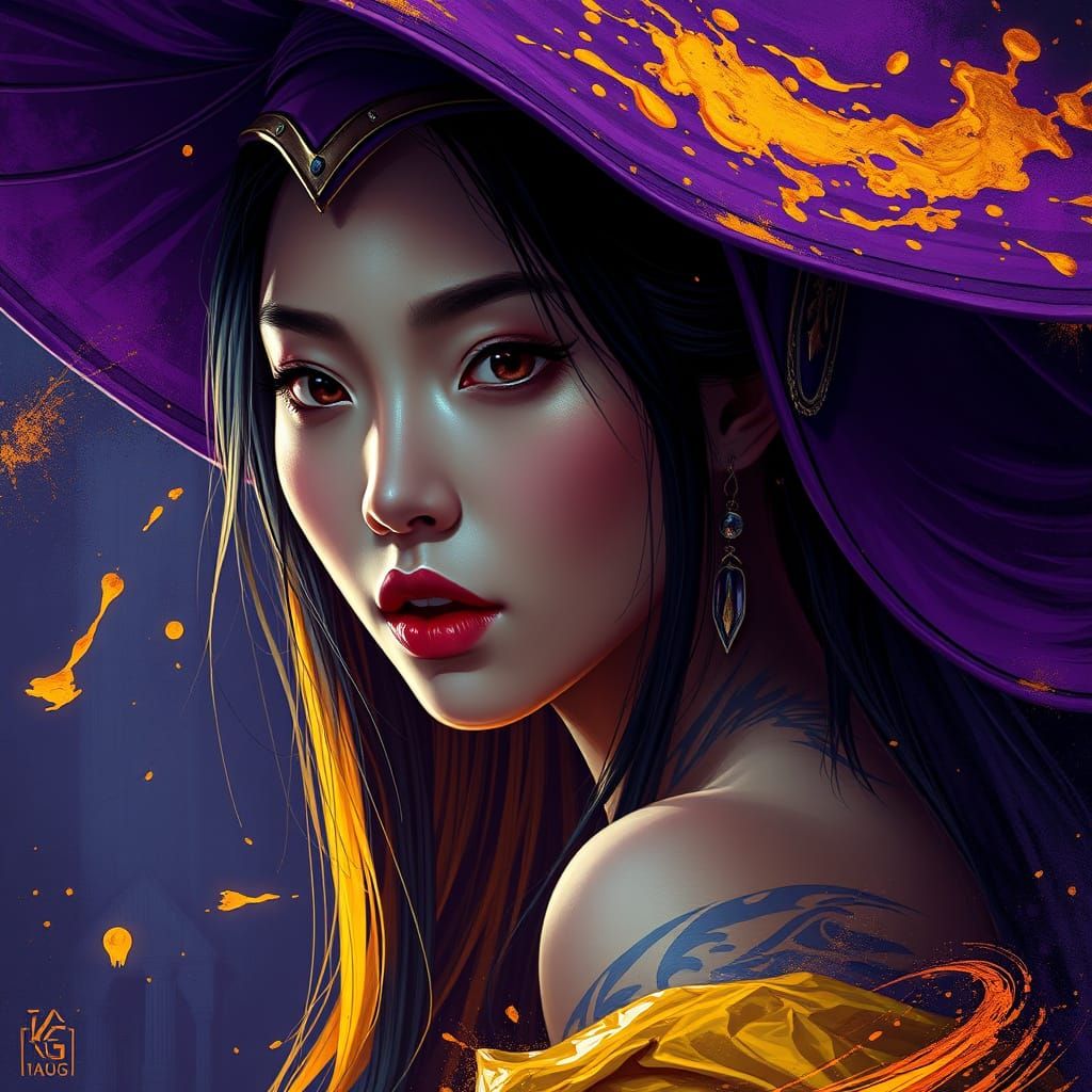 Seductive Asian Witch in Dynamic Deep Color