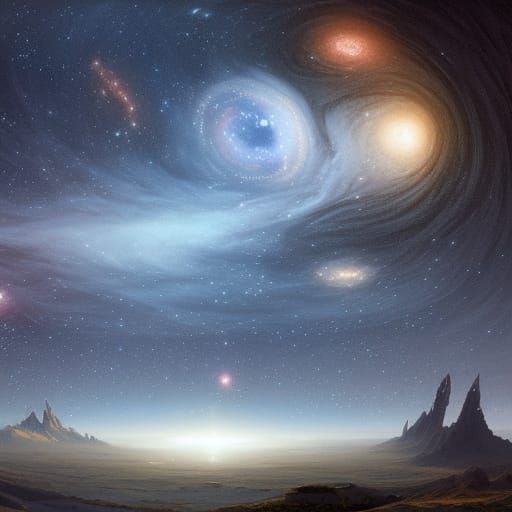 Spectacular Galaxy with Nebula, Stardust, and Clock