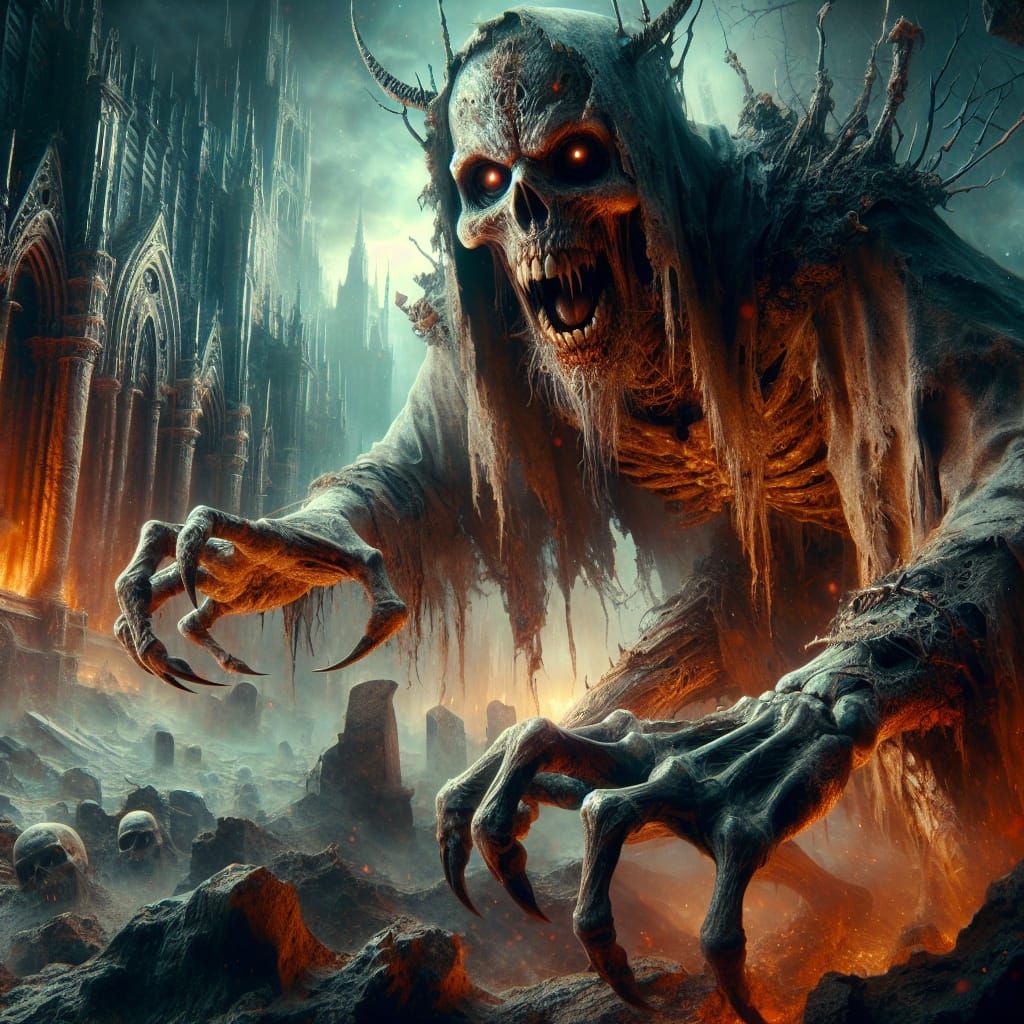 Cursed Crypt Keeper: Macabre Monster in Digital Matte Painti...