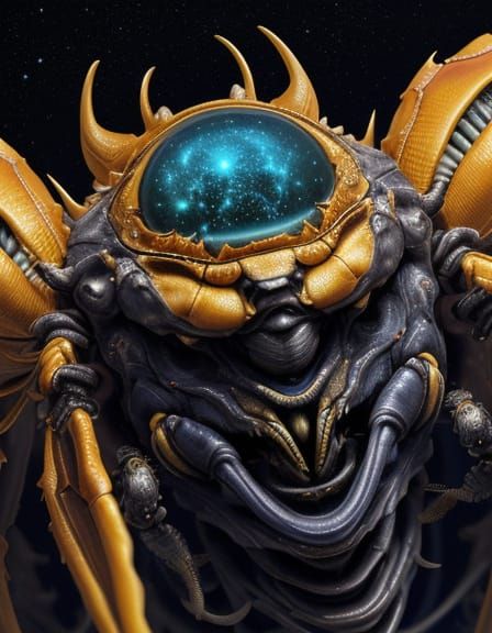 Surreal Arthropoid Crab-Borg Scholar in Space
