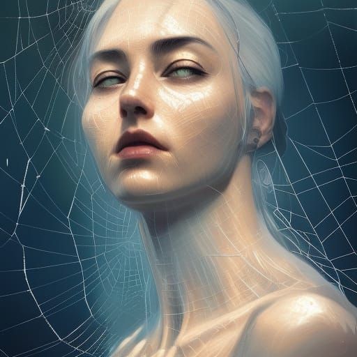 Intricate Spider Web Portrait in Hyperdetailed Style