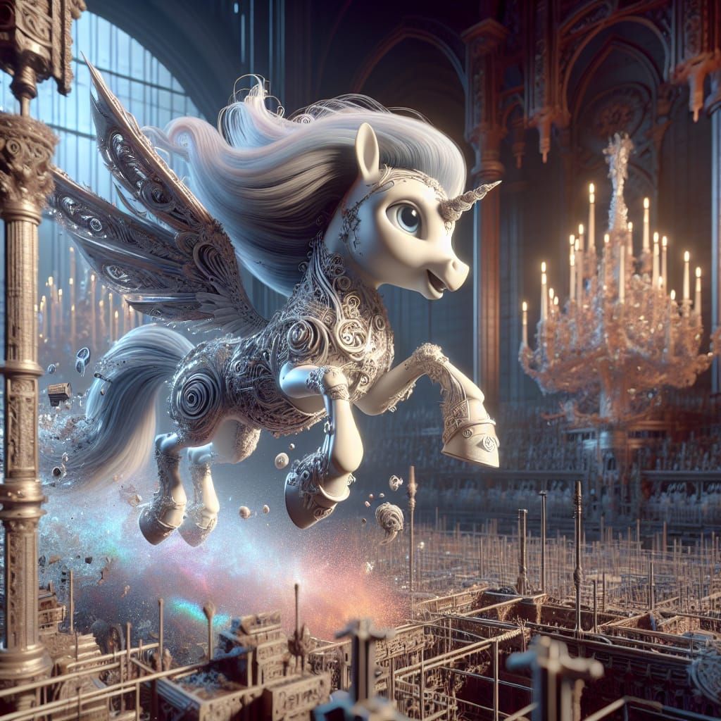 Fantastical Pony's Bravery in 3D Animation Style