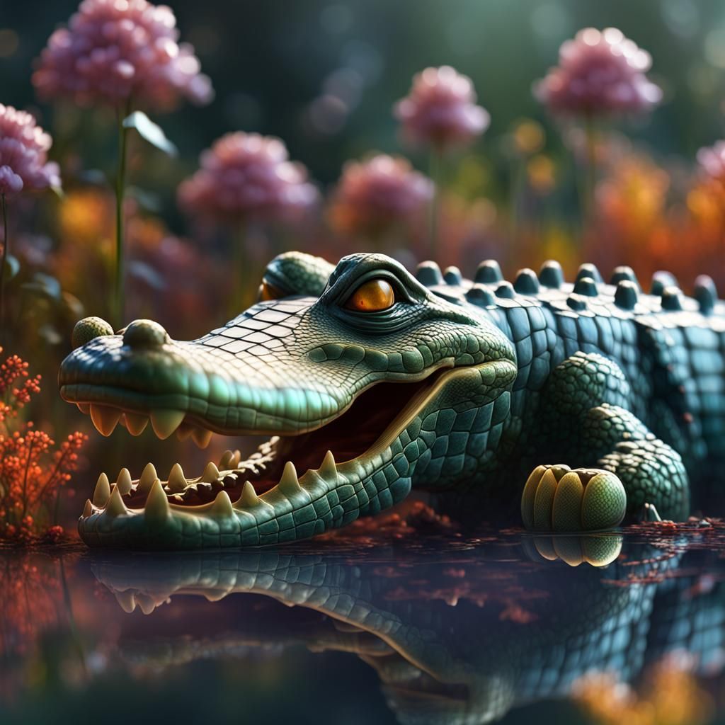 Resin Alligator Spring Wonderland Macro Shot