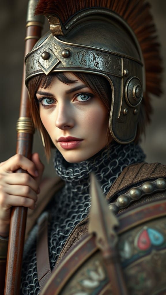 Stunning Shield Maiden Portrait in Chainmail Armor