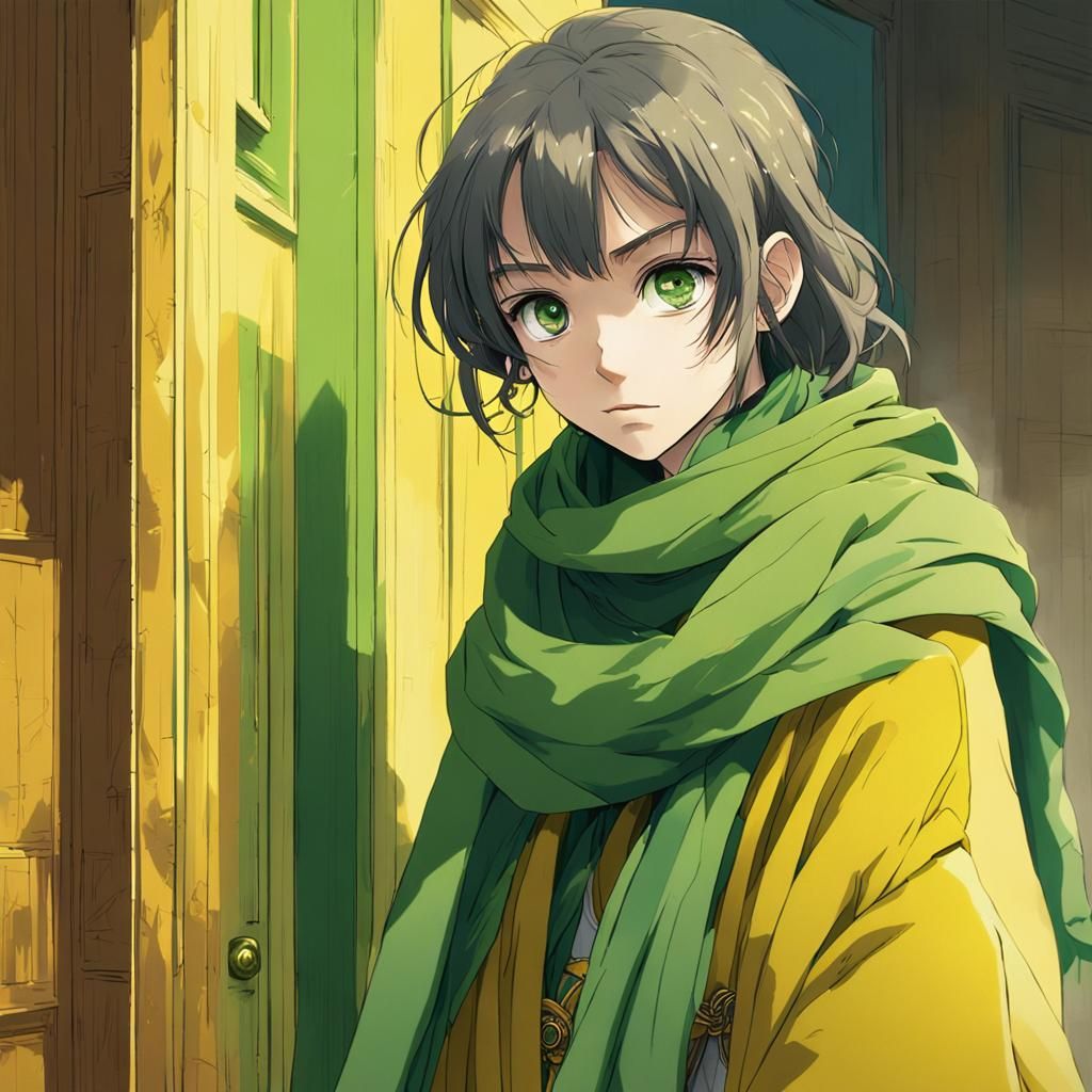 Anime Girl with Piercing Gaze in Cel-Shaded Style