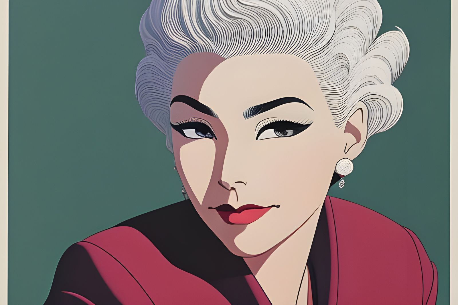 Woman with White Hair in Osamu Tezuka Style