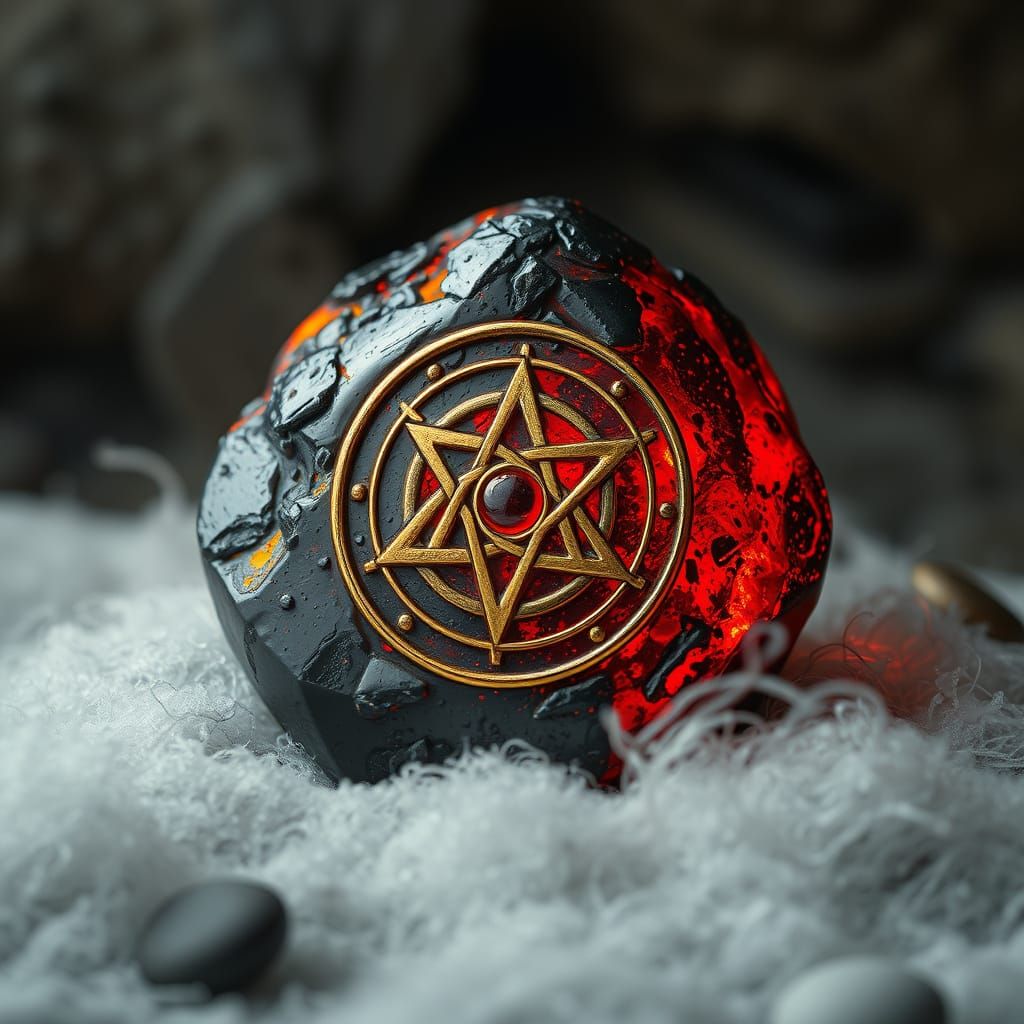 Mystical Alchemy Symbol Embodies Elemental Control in Golden...