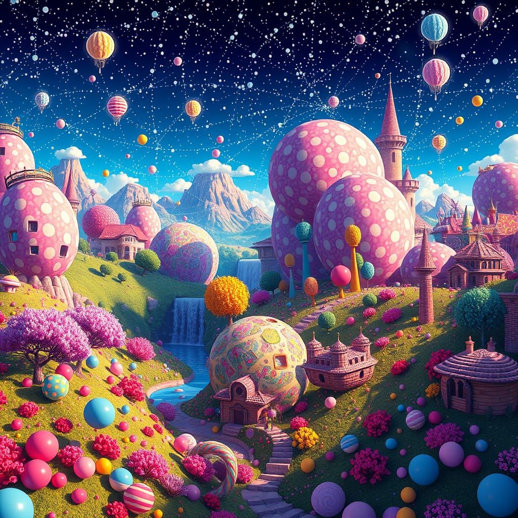 Polka Dot World Inspired by Studio Ghibli, 8k