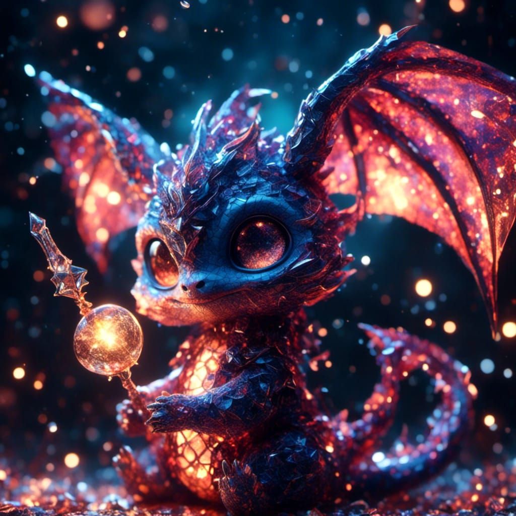 Cute Magical Dragon with Star Wand